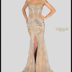 Terani Couture Gold Dress - Size 10